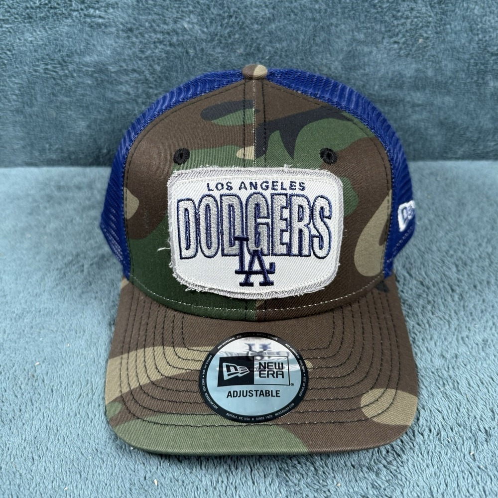 New Era Los Angeles Dodgers Blue Camo Patch Trucker Hat Adjustable One Size New‎